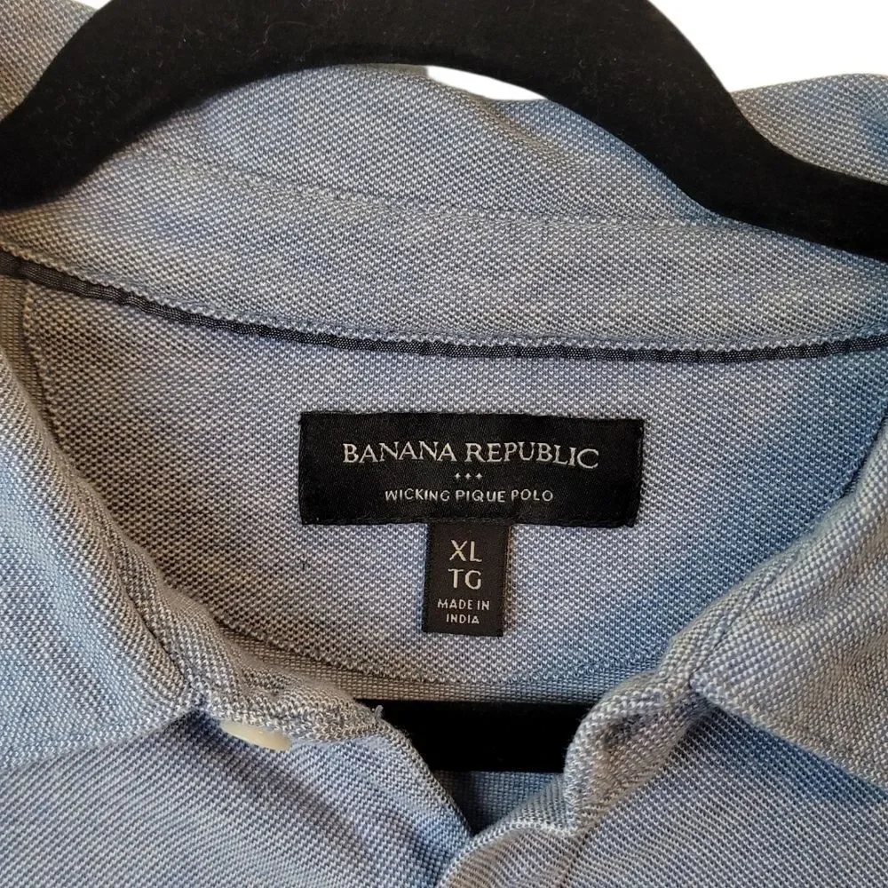 Banana Republic Men's Light Blue Wicking Pique Polo Size XL